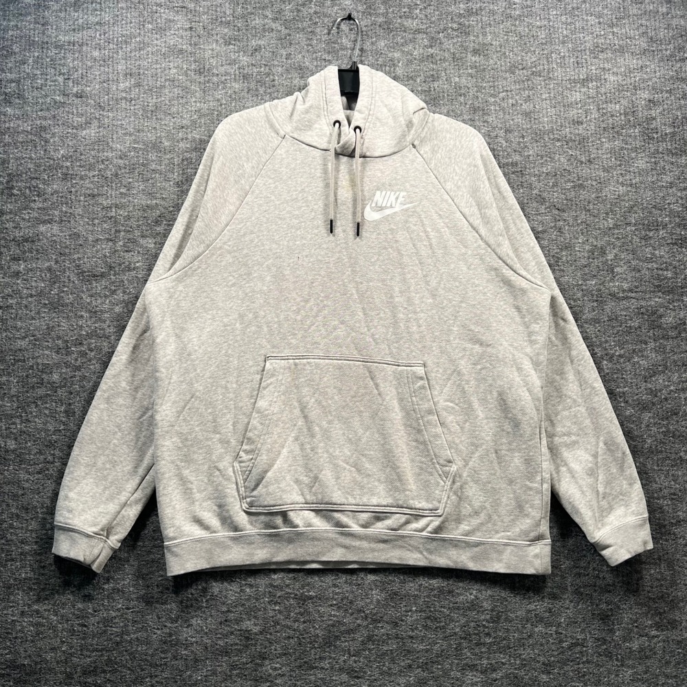 Nike Mens XL Heather Gray Pullover Hoodie Fleece Raglan Sweatshirt